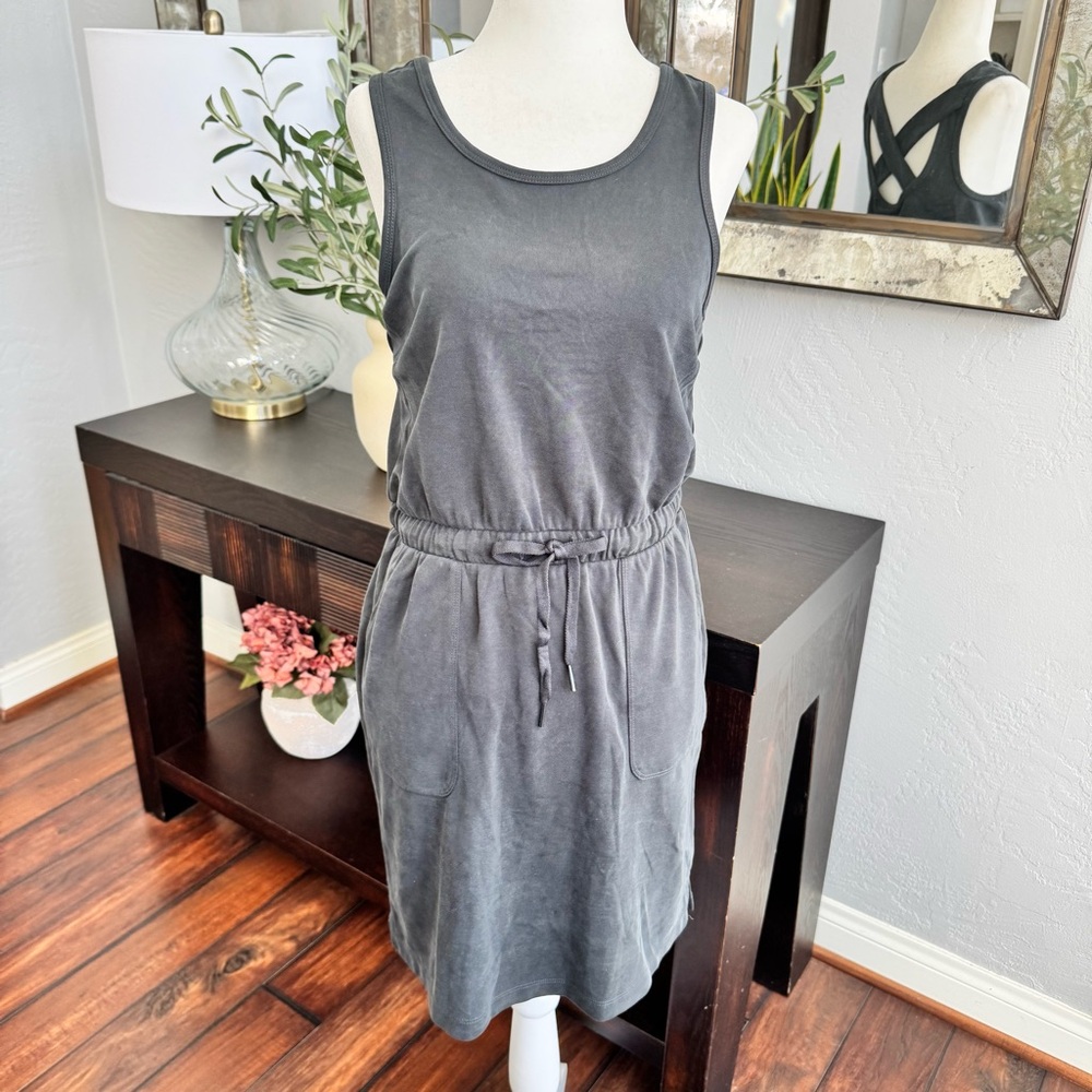 CALIA Drawstring Waist Cross Back Sleeveless Dress